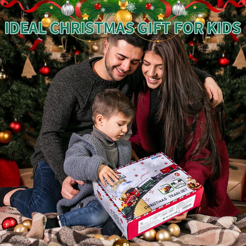 AuroTops Kids Train Set  Christmas Train Set for Under The Trees  Electric Train Toys for Boys Girls with Steam Locomotive  Passenger Cars  Cargo Cars  Sounds & Lights  for 3 4 5 6 7 8+ Years O - Image 4